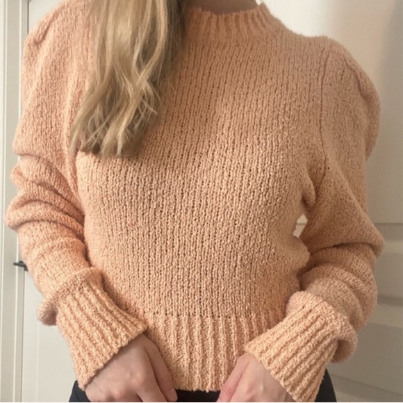 Zara Sweaters - ⭐️Zara boho peach puff sleeve knit sweater